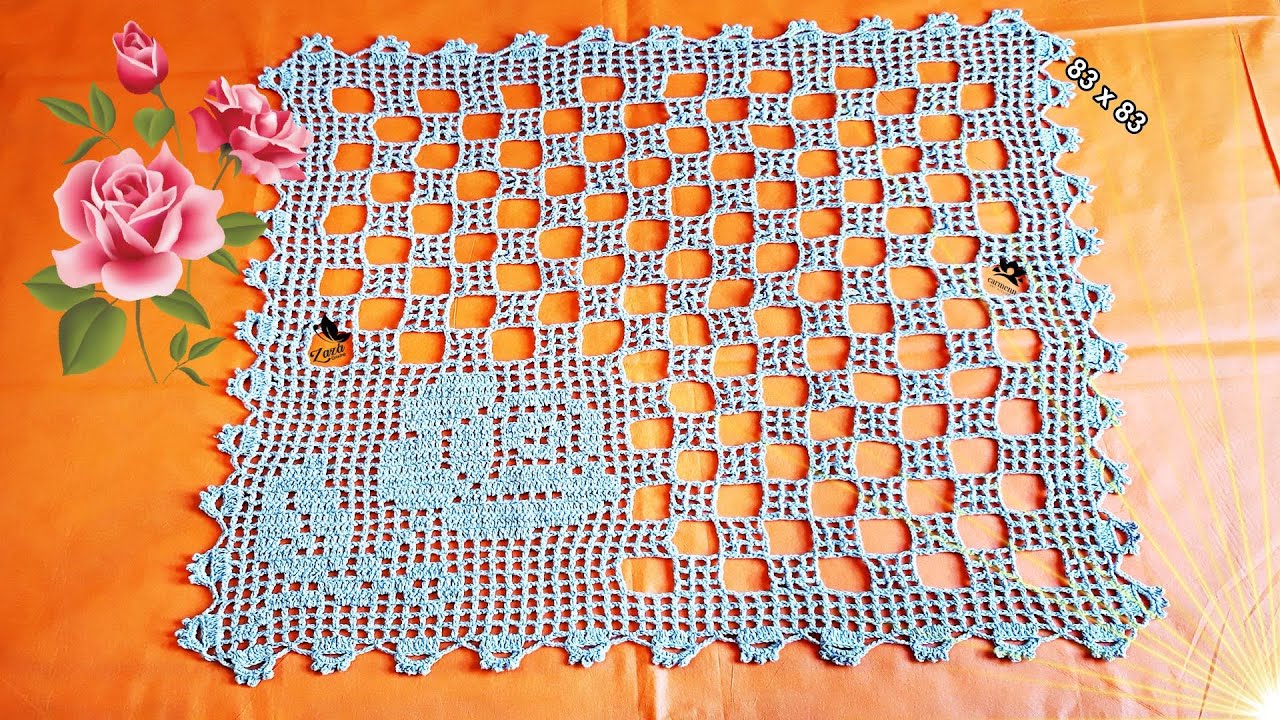 Toalha Quadrada em Crochê Filé