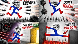 TROLL FACE STICKMAN ESCAPE CHALLENGE 😂ONLY 1% CAN SURVIVE THIS 😱IMPOSSIBLE STICKMAN TRAP RUN 🔥! screenshot 3