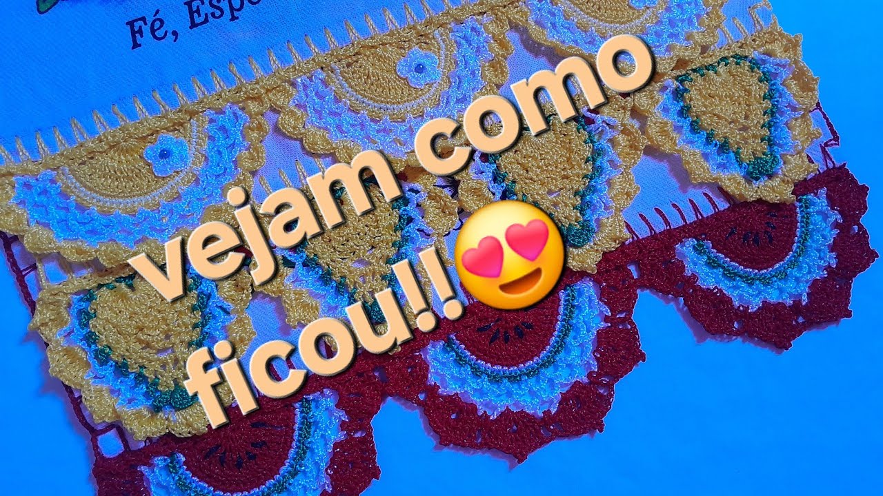 Como foi o desafio de criar mais 3 barrados  de crochê tema frutas! melancia🍉, Pera🍐, Laranja 🍊!