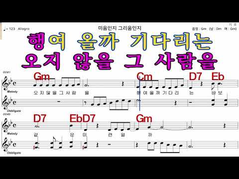 미움임지그리움인지  최유나   가수처럼 엠알로  악보  노래 하기  여 원키