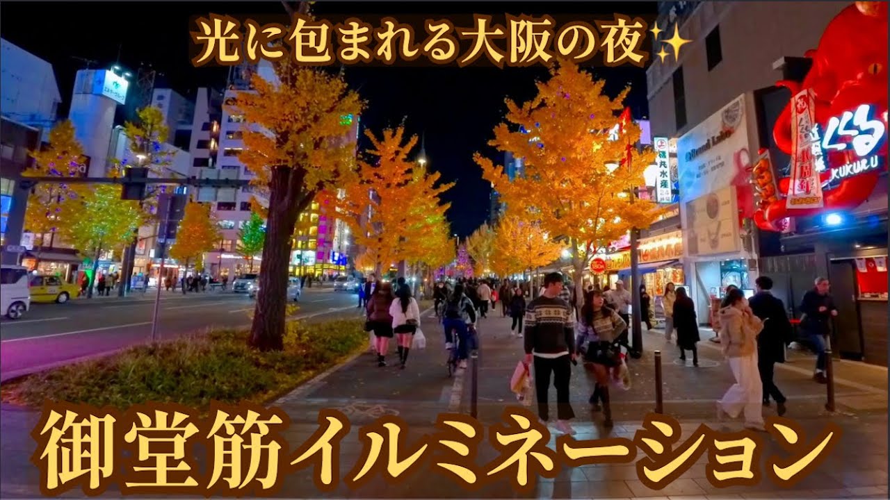 夜の御堂筋イルミネーションを歩く｜光に包まれる大阪のメイン