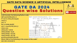 GATE DA 2024 QUESTION - WISE DETAILED SOLUTIONS | Data Science and Artificial Intelligence I Q. 38