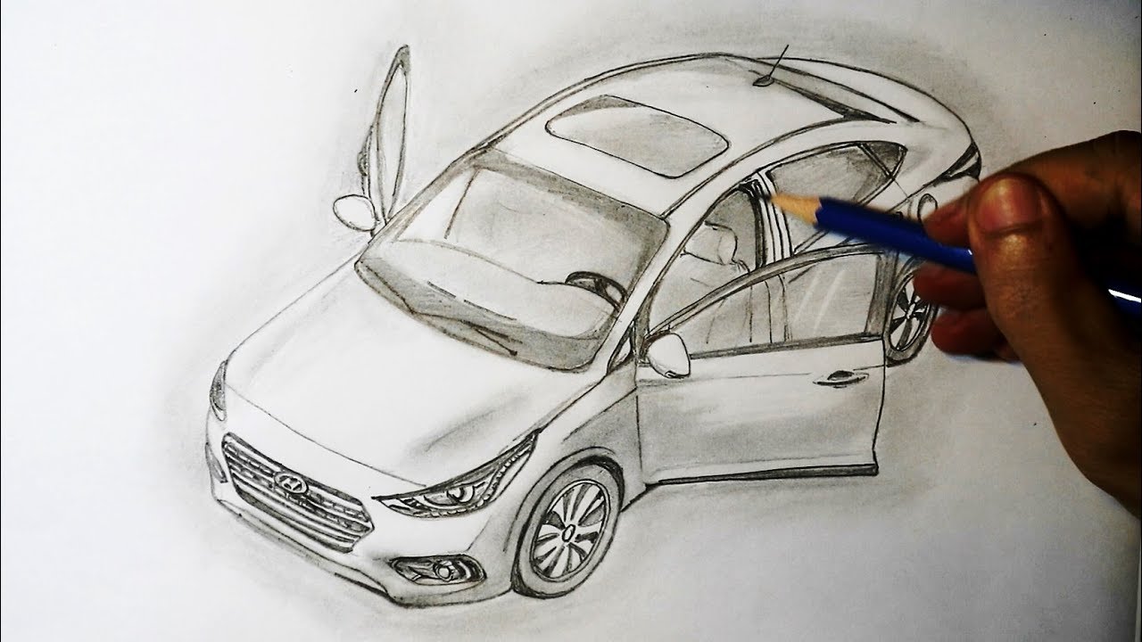 Drawing Hyundai Accent 2018 Automobile art YouTube