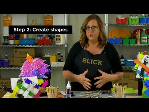 Join notched, wooden sticks to create a structure that can collapse or expand on pivot points known as fulcrums. Shapes and images on top of the structure move to make playful kinetic art