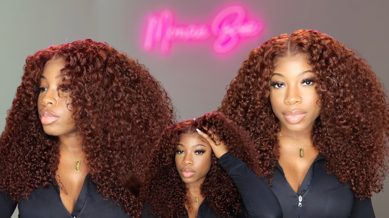 NEW "WEAR & GO" 7*5 Reddish Brown Curly Wig for BEGINNERS| PRECUT & PREPLUCKED | KLAIYI HAIR
