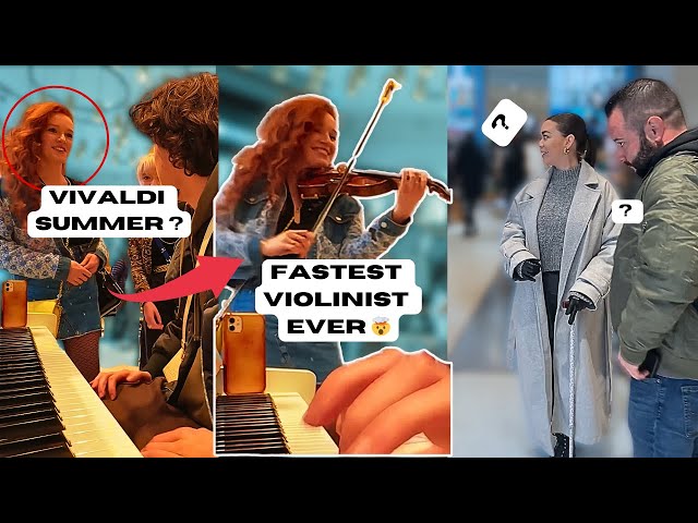 Two sisters play VIVALDI SUMMER (craziest public performance) class=