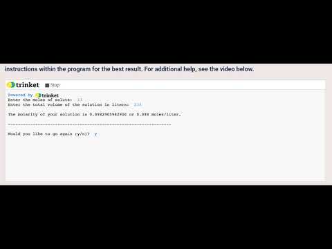Molarity Calculator Python Program