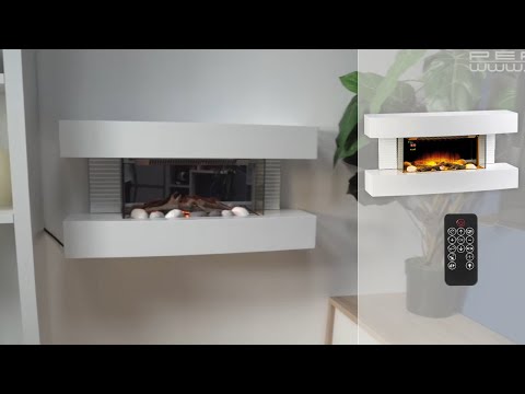 Cheminée électrique 2000W chauffage LED effet feu de cheminee design poêle  à bois Noir