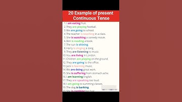 present continuous tense//20 examples of present continuous tense//english grammar//work hard