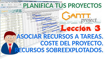 Tutorial Ganttproject - 03/04 Asociar recursos a tareas. Coste proyecto. Recursos sobreexplotados.