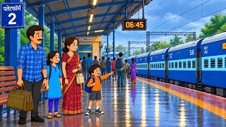 बारिश में नानी के घर का सफर 🚂🌧️ | ट्रेन का मजेदार सफर | Hindi Cartoon Story | 90s Nostalgia 😍 | 