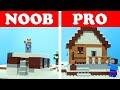 Lego Minecraft NOOB vs PRO - Winter HOUSE Build Challenge - Animation