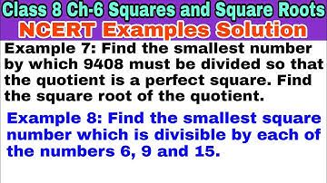 Class 8 Example 7 | Example 8 | Chapter 6 | Squares and Square Roots | Math| NCERT Example Solutions