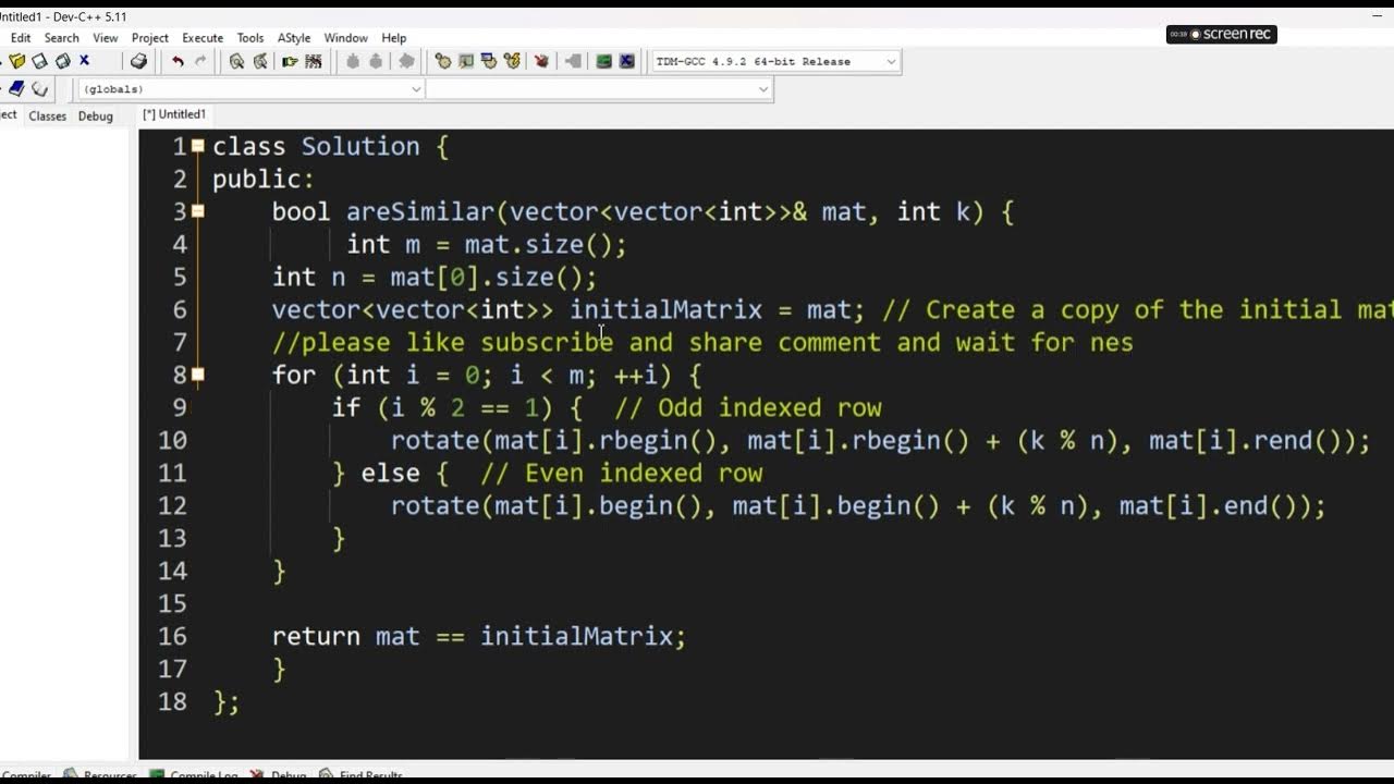 Matrix Similarity After Cyclic Shifts 100134 || leetcode solution ...
