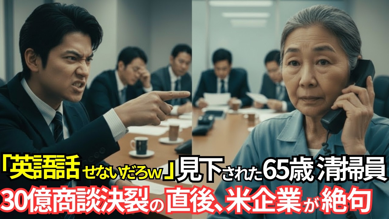 「英語も話せないだろｗ」と笑われた65歳清掃員。30億の商談が決裂した瞬間、彼女が受話器を取ると米企業社長が絶句【前編】感動スカッと｜朗読