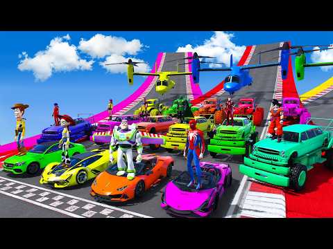 GTA V Spider-Man Superhero Car Racing | The Amazing Digital Circus Mega Ramp Epic Challenge