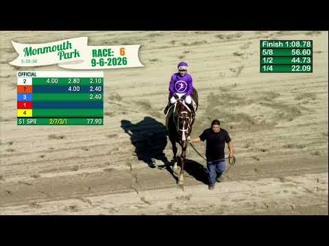 video thumbnail for MONMOUTH PARK 09-06-2026 RACE 6