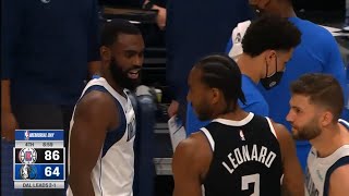 Kawhi Leonard Exchange Words With Tim Hardway Jr As He Almost Broke His Back