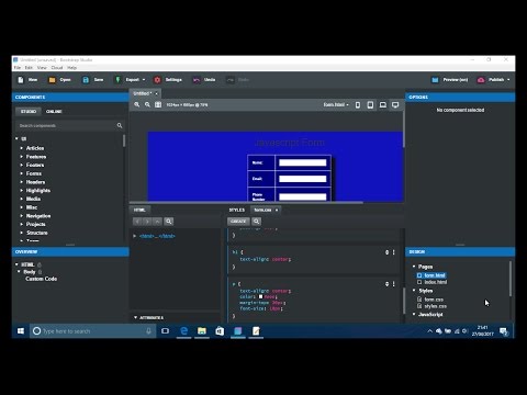 Bootstrap Studio and Javascript forms