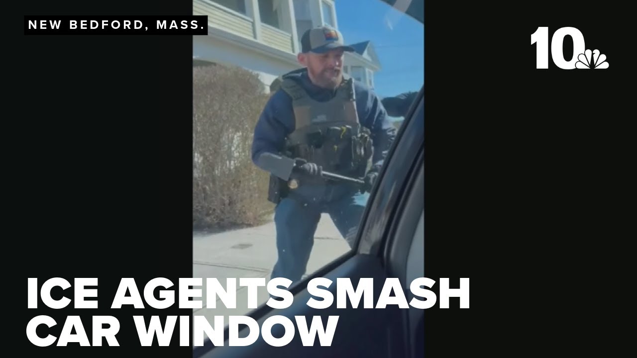 ICE agents smash car window, detain man in New Bedford - YouTube