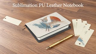 Custom Sublimation PU Leather Notebook: White Canvas Front for Personal Prints, Black Leather Back