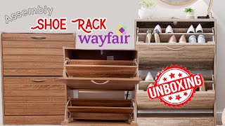 UNBOXING WAYFAIR SHOE RACK (easy assembly)