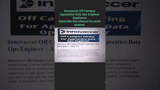 Data Engineer Apprentice 2024 🔥 | 💼 Innovaccer is Hiring #job #jobsearch #freshers #shorts #trending