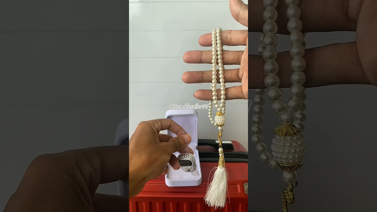 JIELIDA Souvenir 1 Set Tasbih Digital Swaroski & Tasbih Mutiara 99 Premium