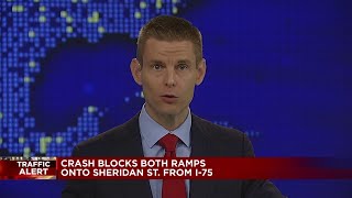 Sheridan Street closed at I-75 after crash involving motorcyclist