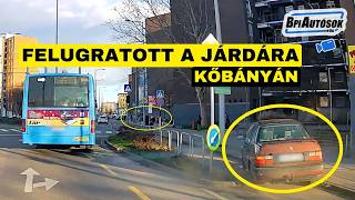 FELUGRATOTT A JÁRDÁRA KŐBÁNYÁN – a gyalogosokra frászt hozva, a zebrán tért vissza az előzésből