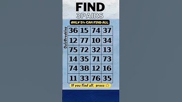 Find 3 pairs of the same numbers. prevent dementia, dementia test, quiz, puzzle, number quiz