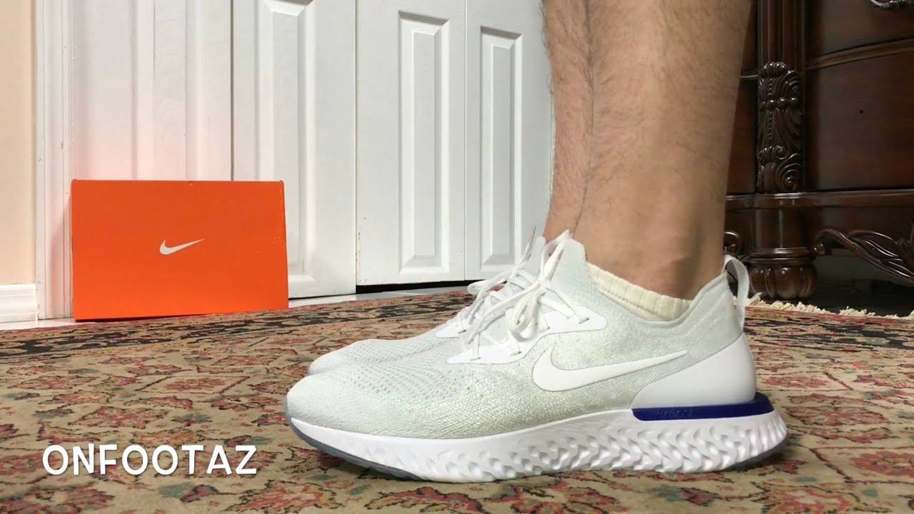 nike epic react white on feet