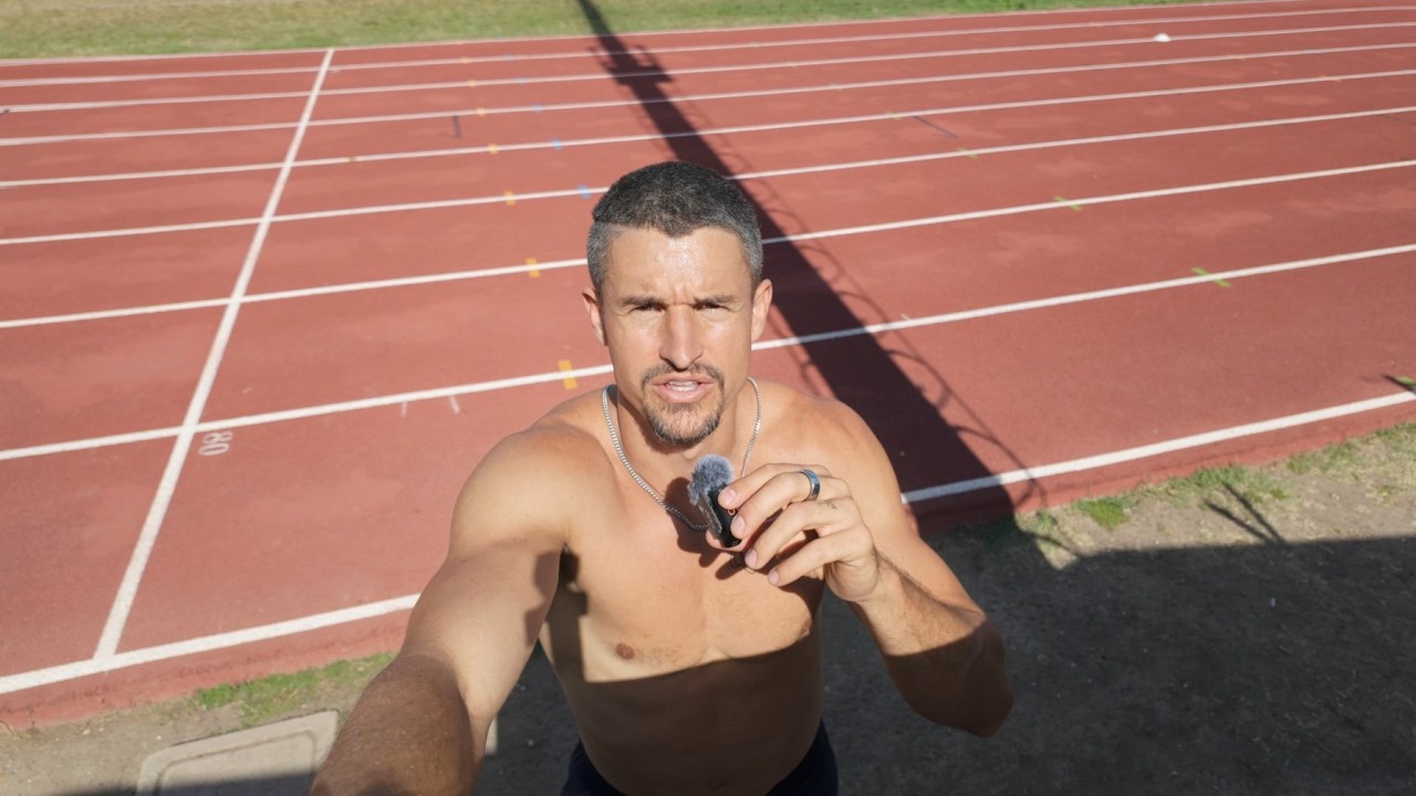 Prosthetic leg not finished. Sprinting in old leg and gym today