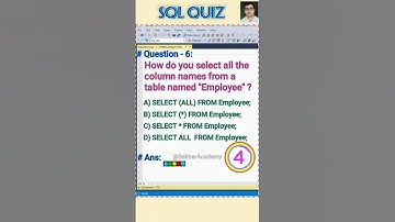 SQL Quiz 6 || #sql #mysql #interviewquestion #question #shorts #shots #reels #best  @SekharAcademy1