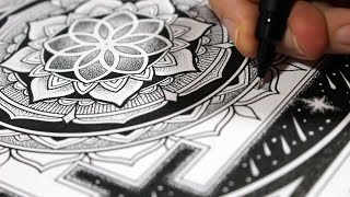 Drawing a Cosmic Dotwork Yantra Mandala