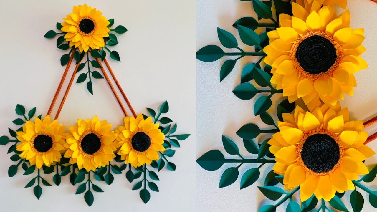 Paper Flower Wall Hanging- Easy Wall Decoration Ideas - Paper craft