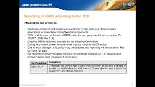 Deactivation Rec019 - Electric and electronic components in IMDS