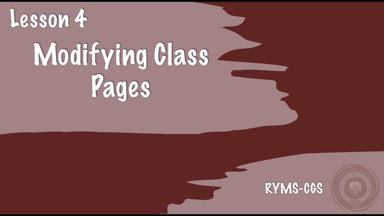 Modifying Class Lesson 4: Modifying Class Pages - YouTube