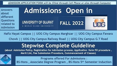 UOG Admissions Fall 2022 (University of Gujrat Admissions 2022 || A complete guide for admission