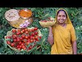 Dinner food  desi tameta sev nu shaak  village life in summer