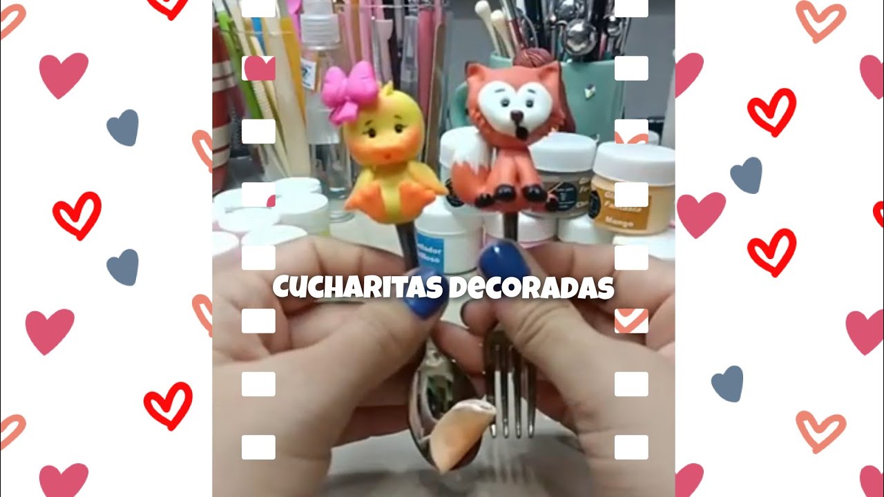 Cucharitas decoradas, patita y zorro