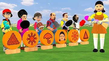 Scary Teacher 3D vs Squid Game Trying Dalgona Candy Shape with Hammer Challenge Miss T vs 5 Neighbor