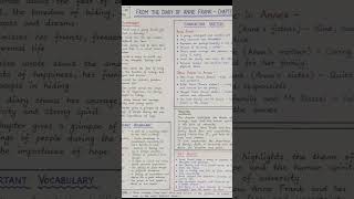 class 10 english chapter 4 from the dairy of Anne Frank notes