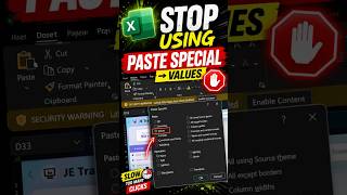 Stop Using Paste Special → Values 🤯 #PasteValues #ExcelTips #Shorts