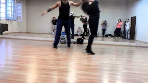 William Teixeira and Paloma Alves. Demo after zouk class. Ipanema Dance Studio.