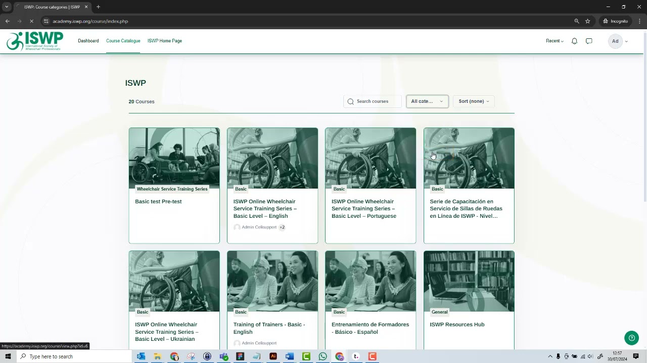 How to access to ISWP Wheelchair Service Provider Certification - Basic Level