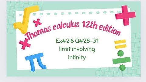 Ex#2.6 Q#28-31 | Thomas calculus 12th edition solutions| limit involving infinity