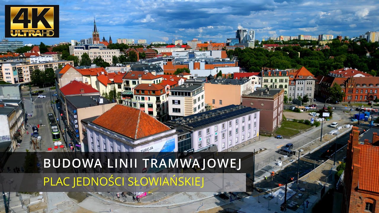 Olsztyn, Budowa Linii Tramwajowej, Plac Jedności Słowiańskiej 21 lipca | DJI Mini 3 Pro 4K