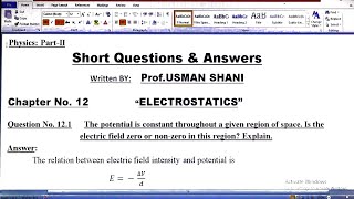 Exercise Short Questions🔥|| Chapter 12 Electrostatics | Class 12 PHYSICS | screenshot 5