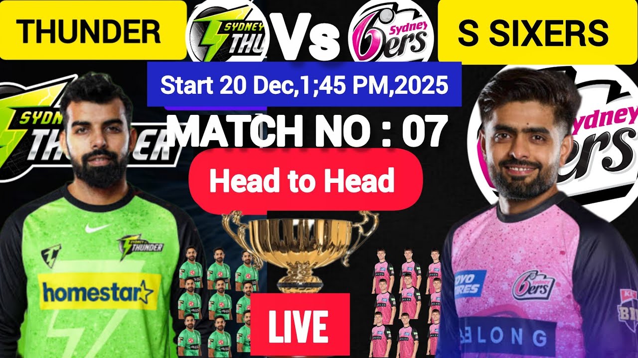 Big bash league 2025/Sydney sixers Vs Sydney thunder/match no 7th both team best Playing 11/cricket 